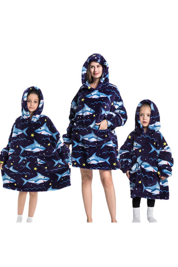 Sudadera con capucha con capucha portátil de gran tamaño de la familia de dinosaurios negros